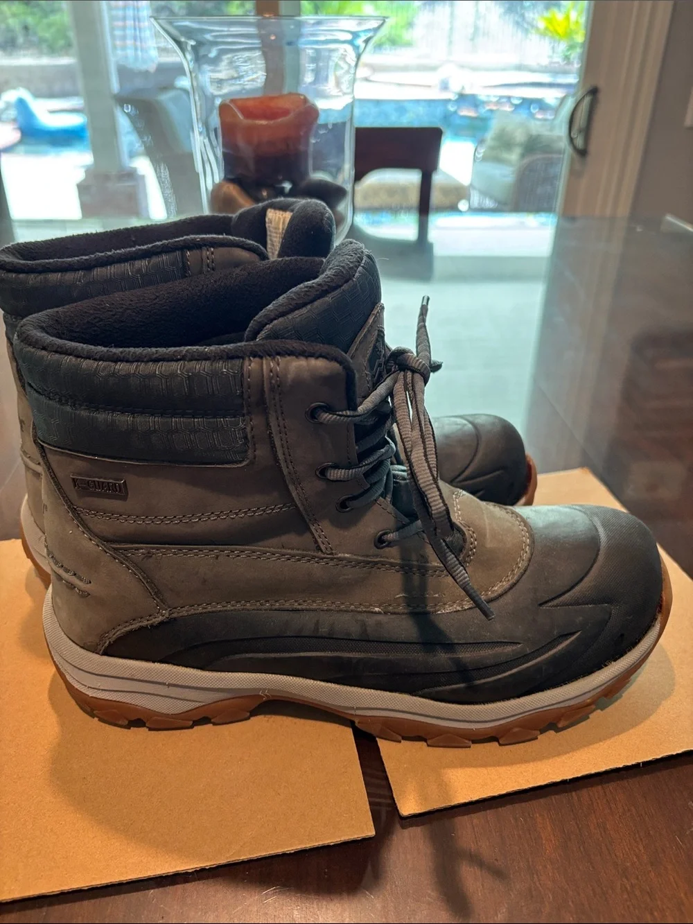 Khombu Men's Black and Brown Waterproof Snow Boots